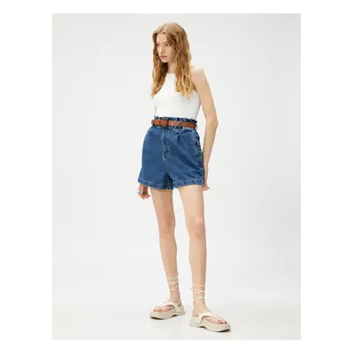 Koton Elastic Waist Standard Indigo Women's Shorts 3sal40066md