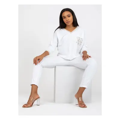 White blouse of larger size with V-neck