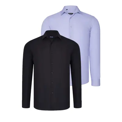 DUAL SET G726 DEWBERRY MENS SHIRTS-BLACK-LILAC