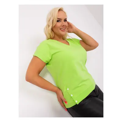 Light green blouse plus size with short sleeves