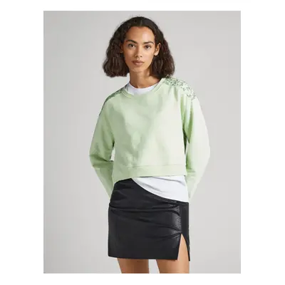 Light Green Women's Floral Sweatshirt Pepe Jeans Alissa - Women