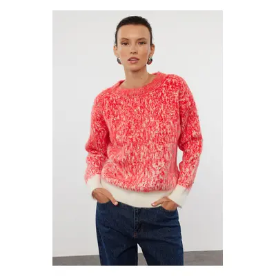 Trendyol Red Soft Textured Patterned Knitwear Sweater