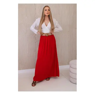 Women's viscose skirt with belt - red