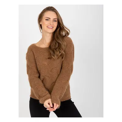 Brown fluffy classic sweater with wool OCH BELLA