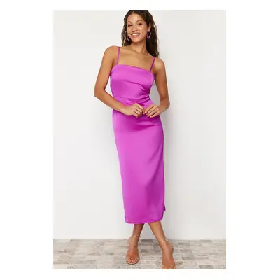 Trendyol Fuchsia Strappy Woven Satin Dress