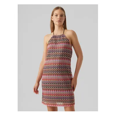 Women's brown patterned dress VERO MODA Dicte - Women