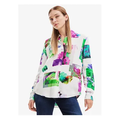 Green-white Desigual Trieste Patterned Shirt - Women