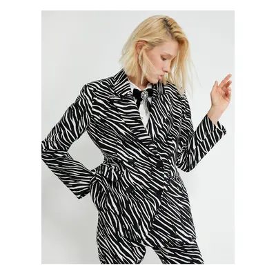 Koton Zebra Patterned Double Breasted Blazer Jacket