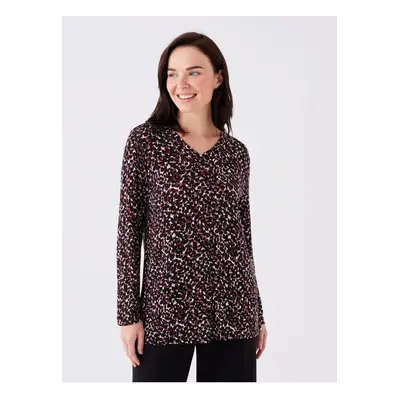 LC Waikiki V-Neck Patterned Long Sleeve Women's Blouse