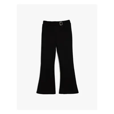 Koton Spanish Leg Trousers Slim Fit Metal Buckle Detail Viscose Blend