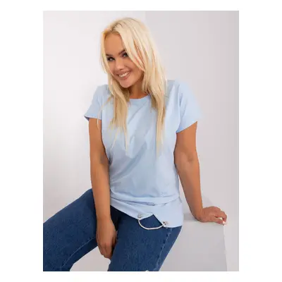 Women's light blue cotton blouse plus size