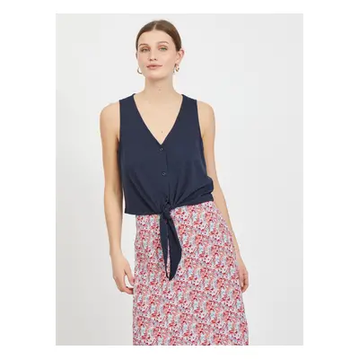 Dark blue short top with tie VILA Anika - Women