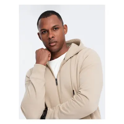 Ombre Men's unbuttoned cotton BASIC sweatshirt - beige