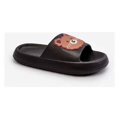 Children's lightweight slippers with teddy bear, Black Lindeheta