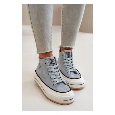 Insulated women's sneakers on the eco leather Big Star blue