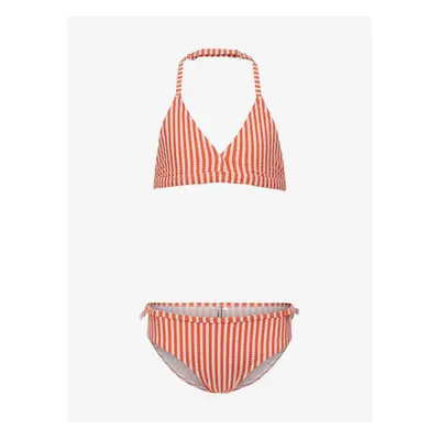 White-orange girly two-piece striped swimwear ONLY Kitty - Girls