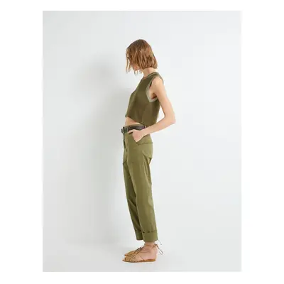 Koton Carrot Trousers High Waist Pocket Detailed Cotton