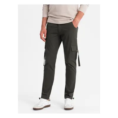 Ombre Men's STRAIGHT LEG cargo pants with striped pockets - graphite