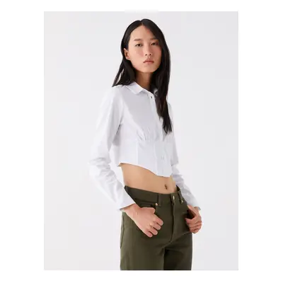 LC Waikiki Women's Plain Long Sleeve Crop Shirt