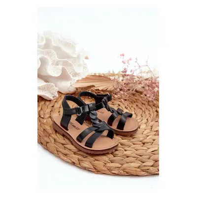 Children's sandals with hook-and-loop fastening, Black, Sarniema