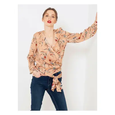 Apricot Floral Wrap Blouse CAMAIEU - Women