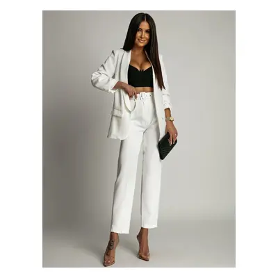 Women's elegant set jacket + trousers - white