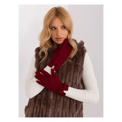 Burgundy winter gloves with cut-out