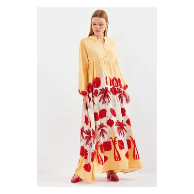 Bigdart Women's Yellow Red Viscose Hijab Dress