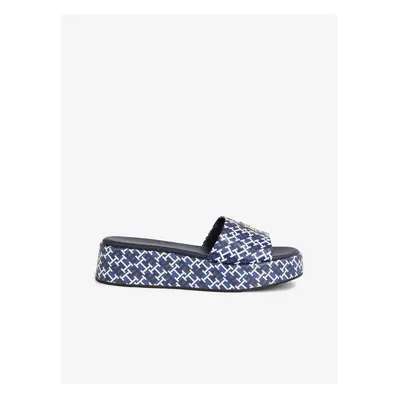 Blue Women's Patterned Slippers on the Tommy Hilfiger Platform - Women