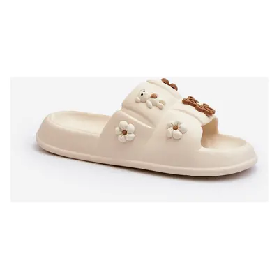 Women's foam slippers with embellishments Beige Cambrina