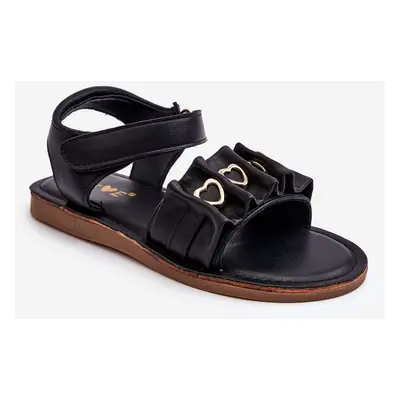 Children's sandals with dry zip heart Black Havana