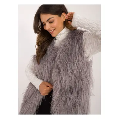 Grey women's fur vest with lining