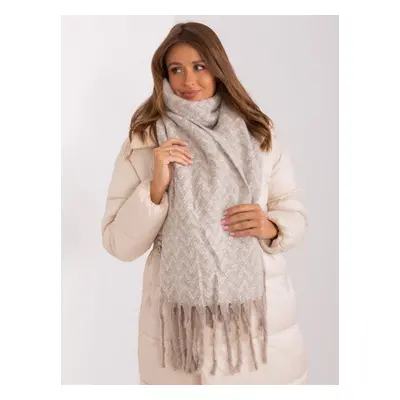 Beige and white women's knitted scarf