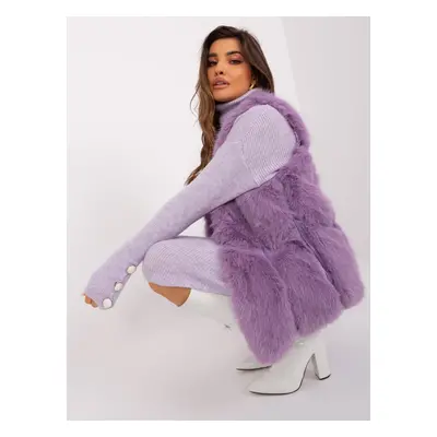 Light purple fur vest with pockets