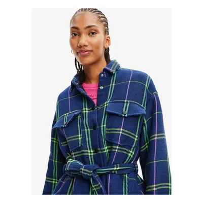 Blue Plaid Shirt Jacket Desigual Paris - Women