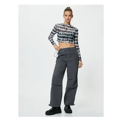 Koton Oversize Parachute Trousers with Floor Detail Pockets Cotton