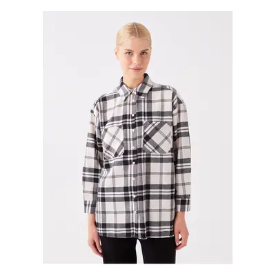 LC Waikiki Shirt Collar Plaid Long Sleeve Women's Tunic