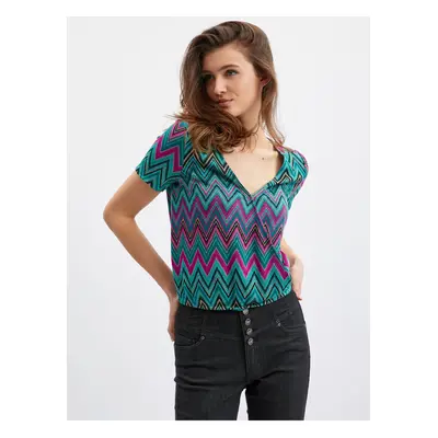 Orsay Pink-Green Women Patterned T-Shirt - Women