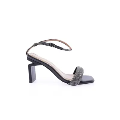 DGN K9016 Women's Silver Stone Band Strap On Ankle Heels Sandals