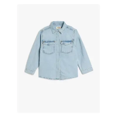 Koton Denim Shirt Long Sleeve Classic Collar Pocket Cotton