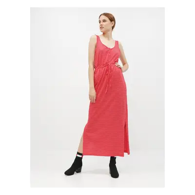 Red striped basic maxi dress with buttons and slits VERO MODA Daina