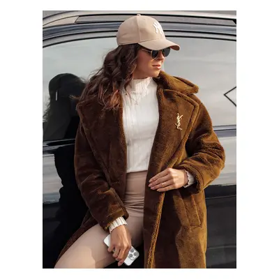 Women's winter coat GLAMFUR long fur camel Dstreet