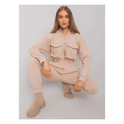 Beige cotton jumpsuit