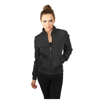 Women's Diamond Quilt Nylon Jacket Black