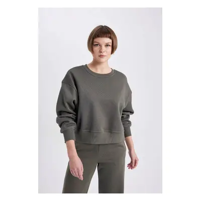 DEFACTO Boxy Fit Crew Neck Thick Basic Plain Sweatshirt B8568ax24wn