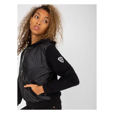 Black Women's Bomber Sweatshirt with Stitching RUE PARIS