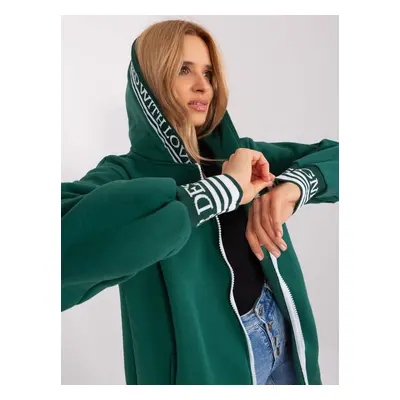 Dark green zip-up sweatshirt with cuffs