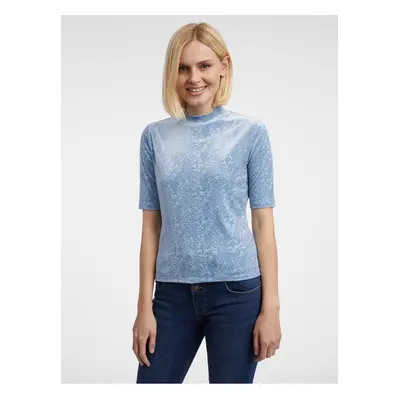 Orsay Light Blue Women's Patterned Velvet Top - Women's