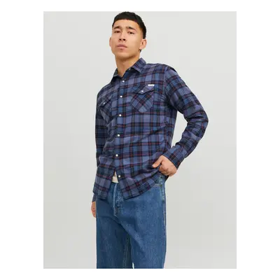 Dark Blue Men's Plaid Shirt Jack & Jones Herida - Men's