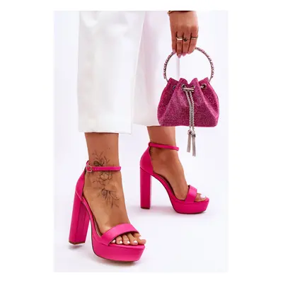 Leather High Heel Sandals And Platform Pink Sky Dream